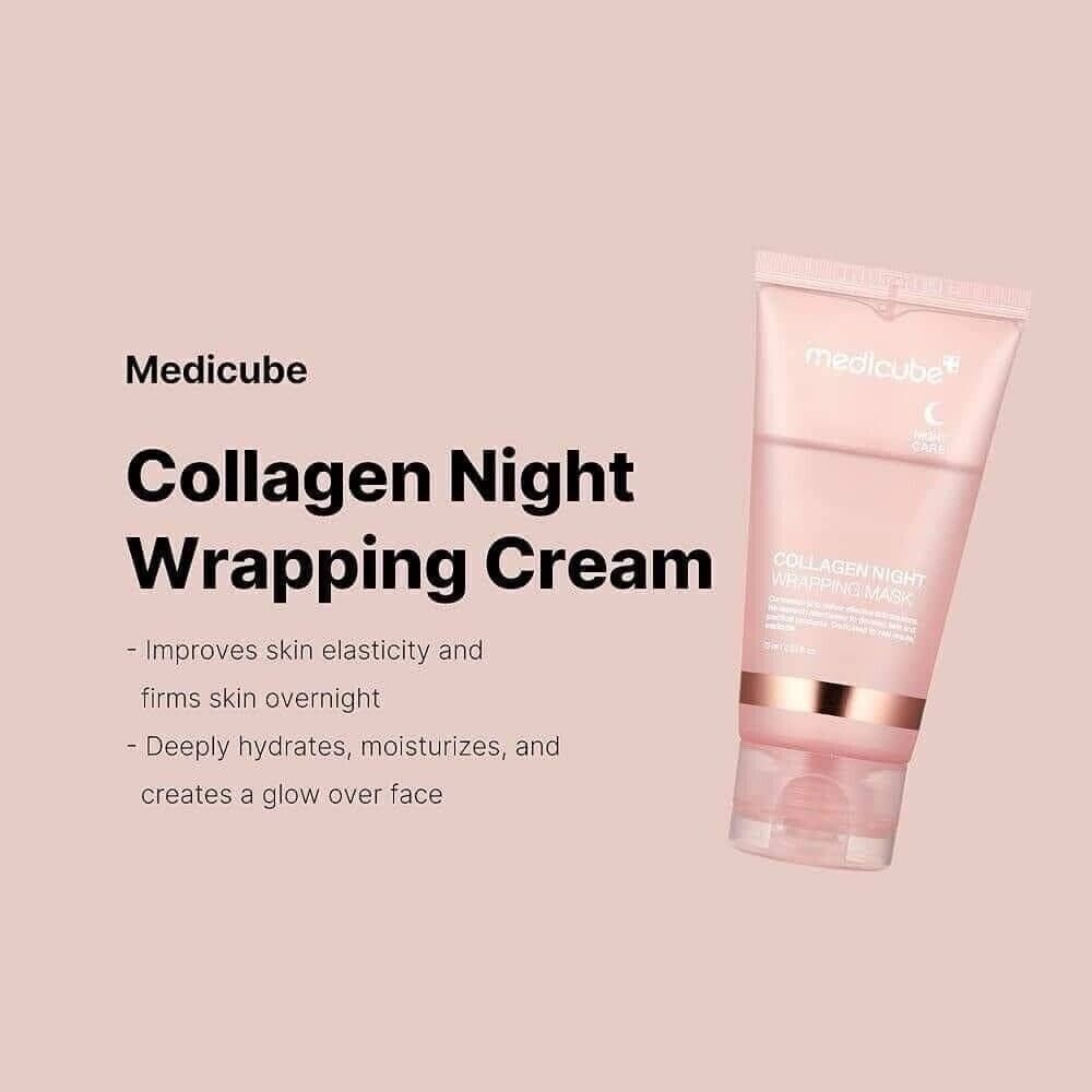 MEDICUBE Collagen Wrapping Mask 2.53 Oz / 75ml Renewal Night Care Mask Cream~