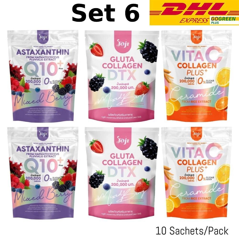 Set 6 Joji Astaxanthin Q10 Plus Collagen Vit C DTX Glow Nourish Brighten Skin